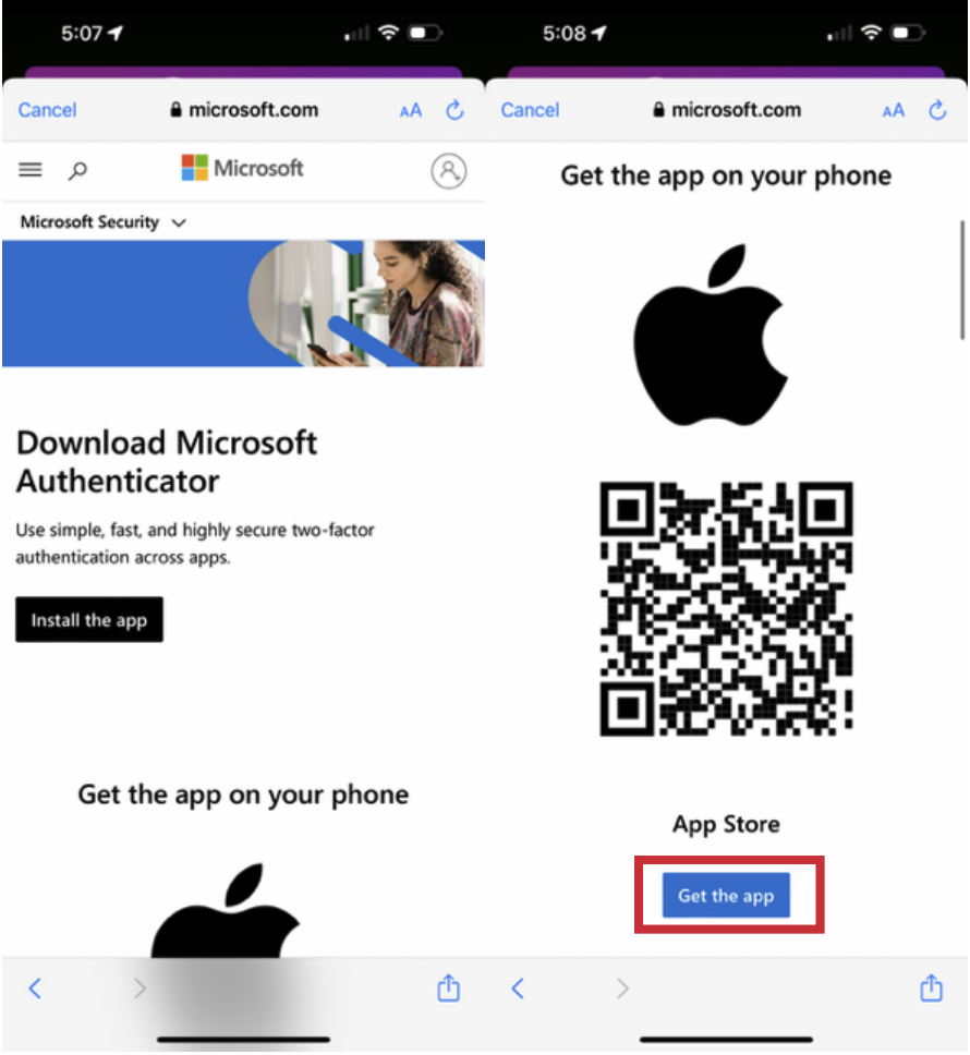 Login - Microsoft Authenticator Setup - iOS